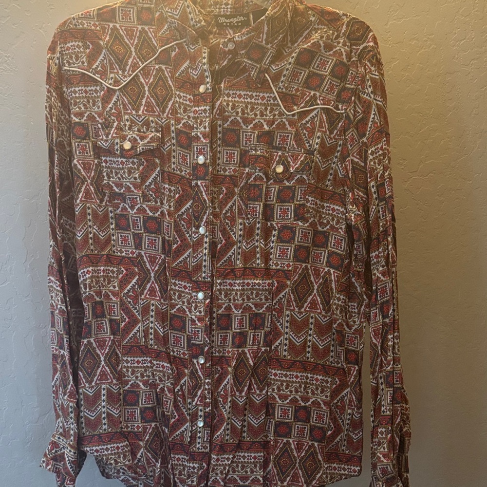Wrangler Red and Brown Geometric Shirt